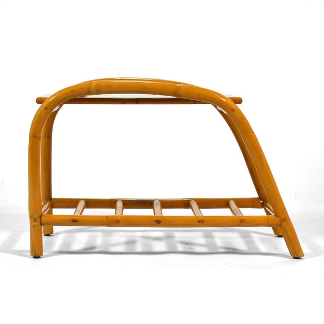 1960s 1960s Attributed to Ficks Reed Rattan "Angles" Side Table For Sale - Image 5 of 8