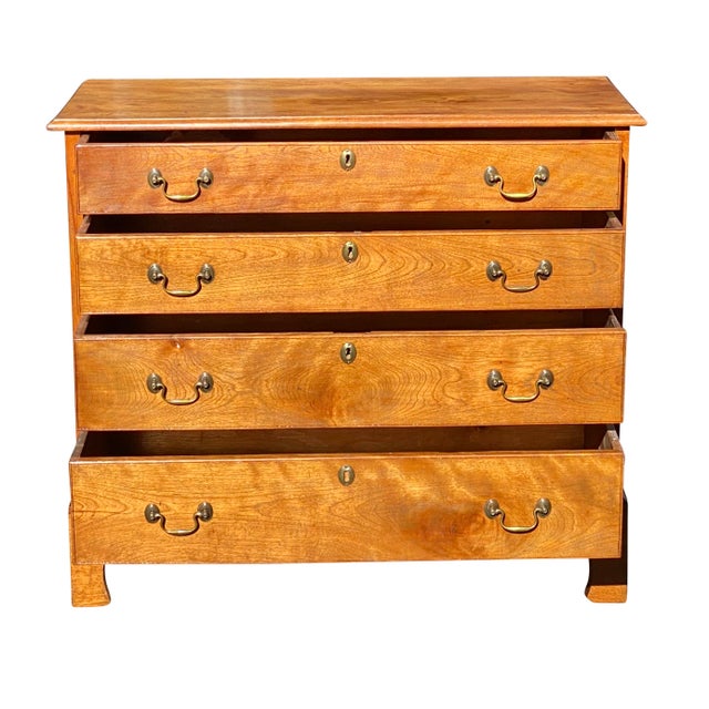 18th Century Antique New Hampshire Chippendale Flame Birch Chest of
