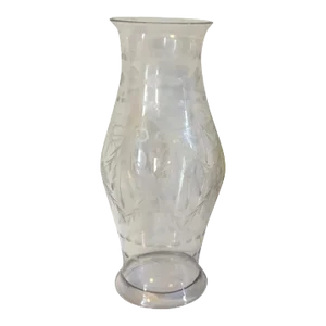 Large Antique 19th Century Blown & Cut Glass Baluster Shape Hurricane Shade for a Candlestick