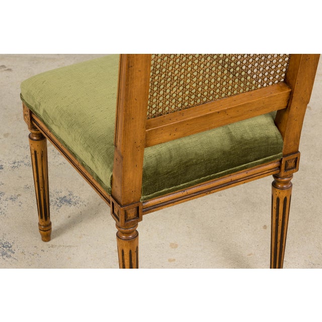 Antique French Louis XVI Style Walnut Dining Chairs in Olive Green - Set of 8 For Sale - Image 14 of 18