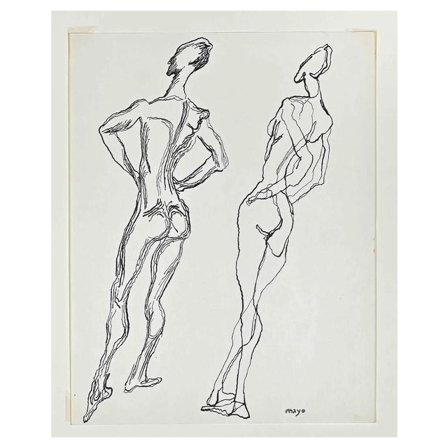 Antoine Mayo, Figure, Original Drawing, Mid 20th-Century For Sale