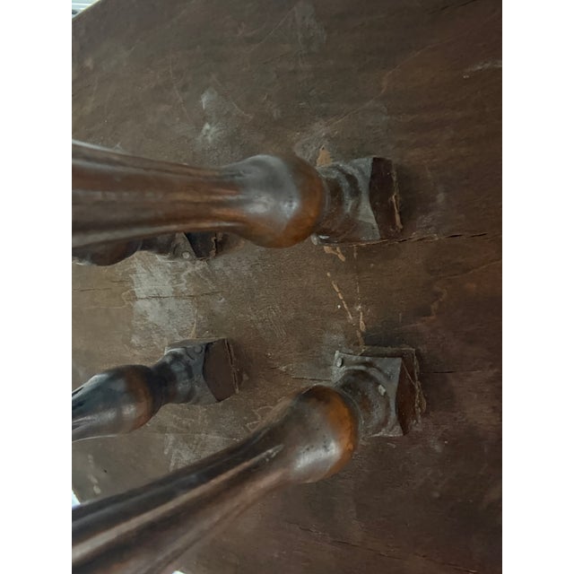 Brown 19th Century Victorian Solid Wood Side Table With Four Turned Legs For Sale - Image 8 of 12