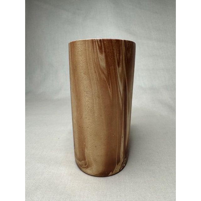 Vintage Frenc;h Country Faux Bois Ceramic Vase, Brown & Cream For Sale In Houston - Image 6 of 9