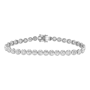 Natural 5 Carat Diamond Bezel Tennis Bracelet in 14k White Gold