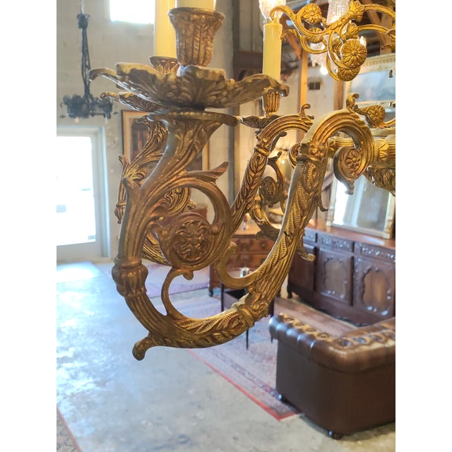 Late 19th Century Antique French Louis XVI Revival Cast Bronze Chandelier Eight Lights For Sale - Image 5 of 5