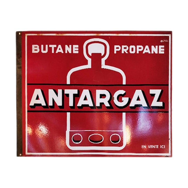 Enamel Antargaz Sign, 1940s For Sale