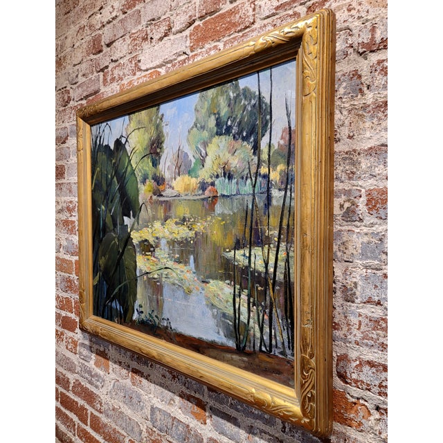 Oliver Milburn - Water Lilies - 1920s Impressionist - Oil Painting For Sale - Image 9 of 12