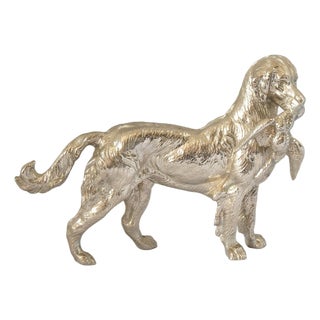 Large Midcentury English Silverplate Hunting Dog / Setter For Sale