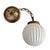 Lovely pair of ribbed white frosted glass globes with a brass gold chain. Art Deco / Mid-Century Modern vintage pendent...