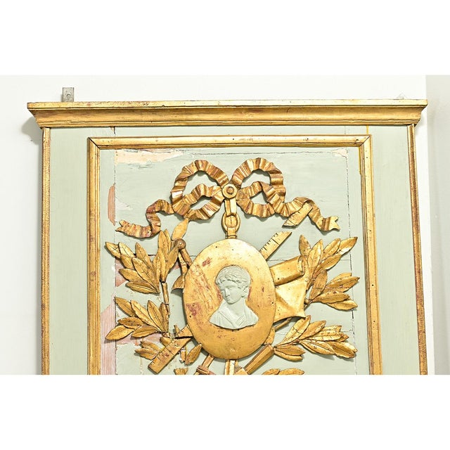 Celadon French 19th Century Painted & Gilt Trumeau For Sale - Image 8 of 12