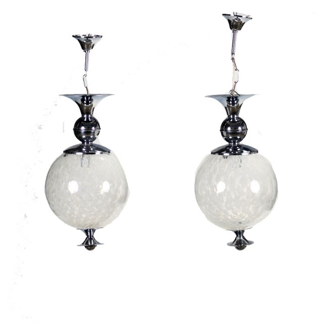 Metal Chromed Metal and Glass Lamps, Italy, 1960s, Set of 2 For Sale - Image 7 of 7