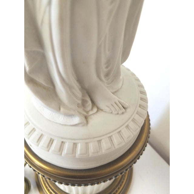 White 1950s Classical Parian Figure Table Lamp For Sale - Image 8 of 9