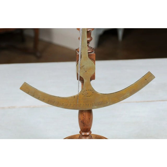 19th Century Robert A Vienne French Brass Fabric Scale on Wooden Base For Sale - Image 9 of 13