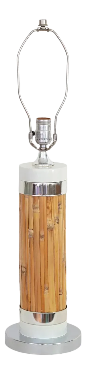 Vintage 1970s Bamboo Lamp in the Style of Russel Wright