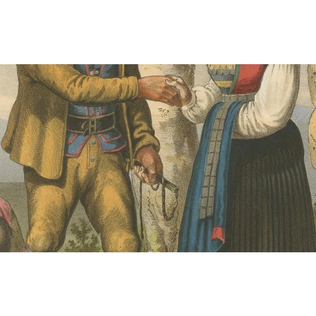 Johan Fredrik Eckersberg, Norwegian Folk Attire from Voss, 1860, Chromolithograph on Paper For Sale - Image 4 of 10