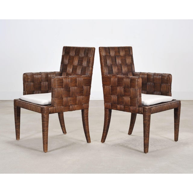Set of Four John Hutton for Donghia Block Island Cane Armchairs For Sale In Sacramento - Image 6 of 18
