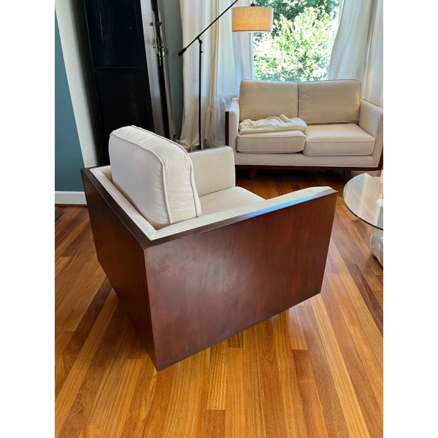 Mid 20th Century Mid-Century Modern Case Walnut and Chenille Armchair For Sale - Image 5 of 11