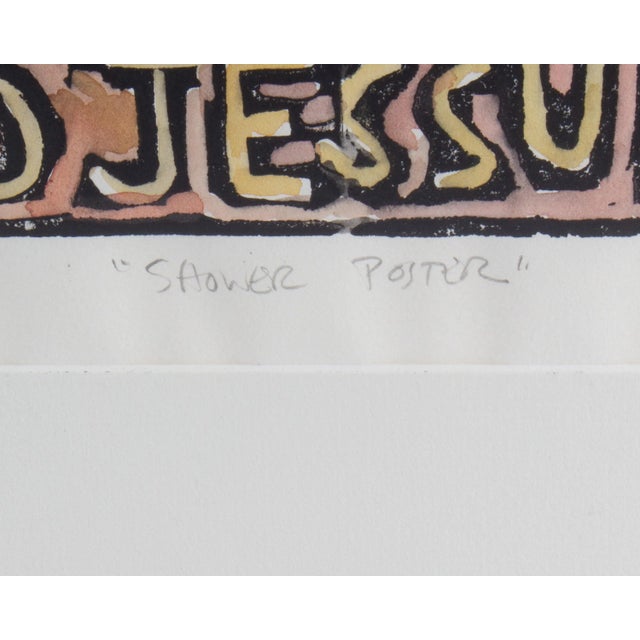 1998 “Shower Poster” Signed Limited Edition Linocut by Jonathan Weinberg For Sale In Indianapolis - Image 6 of 10