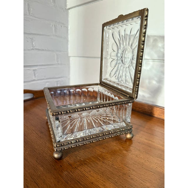 Metal 1960s Castilian Lead Crystal - Extra Large - Hinged Gilt Bronze Box - Casket - Jewelry Box For Sale - Image 7 of 12