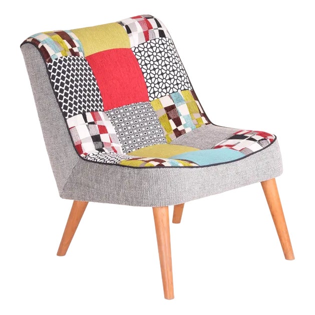 Mid-Century Armchair in Upholstered Beech, Former Czechoslovakia, 1950s For Sale