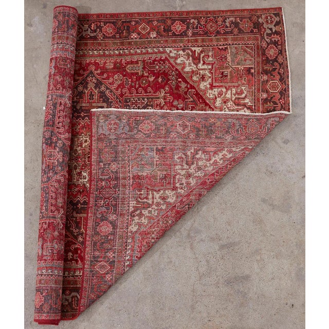 Vintage Persian Heriz Wool Rug For Sale - Image 12 of 13