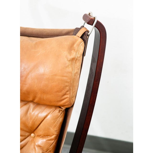 1960s Mid Century Danish Modern Lounge Chair Tan Brown Leather Attributed to Sigurd Ressell Falcon For Sale - Image 11 of 12
