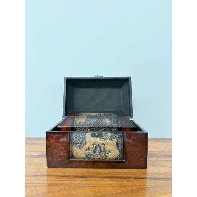 Late 20th Century Vintage Faux Burl Wood Keepsake Boxes – Set of Two For Sale - Image 5 of 7