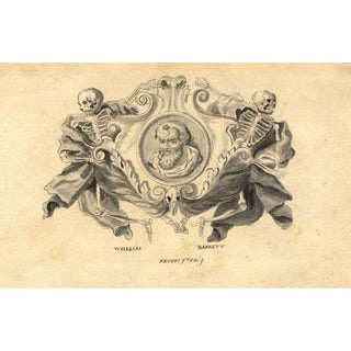 William Barrett, Socrates Memento Mori Cartouche Design, 1750, Watercolour For Sale