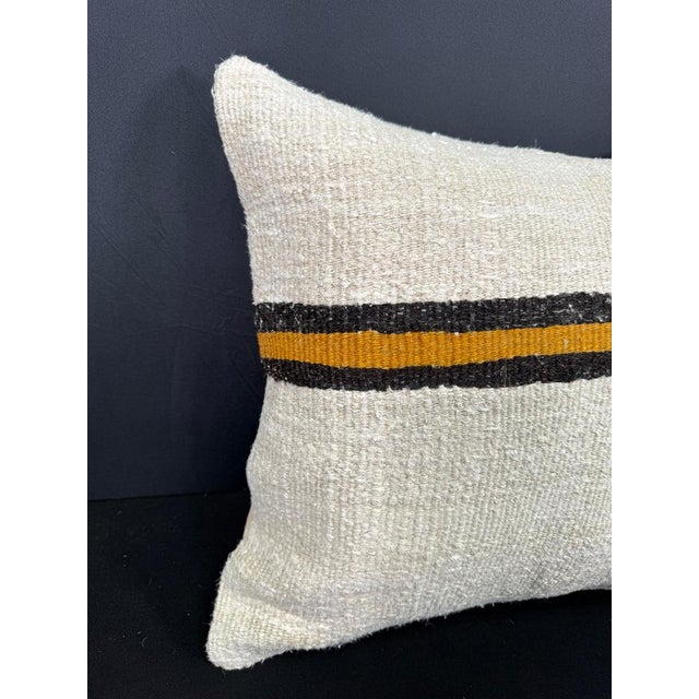Turkish Hemp Pillow Cushion Natural Beige Black Cushion Cover 20x20 #30590 Enhance your home decor with our Kilim Pillow...