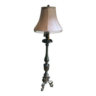 Chapman Manufacturing Antique Solid Brass Floor Lamp with Shade For Sale