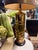 Mid-Century Modern Mid 20th Century Mid-Century Modern Brutalist Style Gold-Tone Table Lamp With Drum Shade For Sale - Image 3 of 8