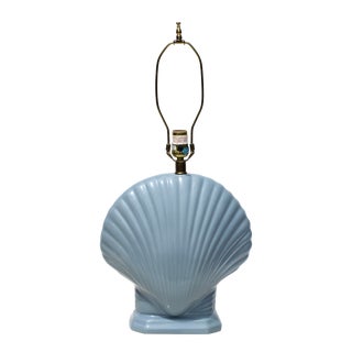 1980s Ceramic Blue Clamshell Table Lamp For Sale