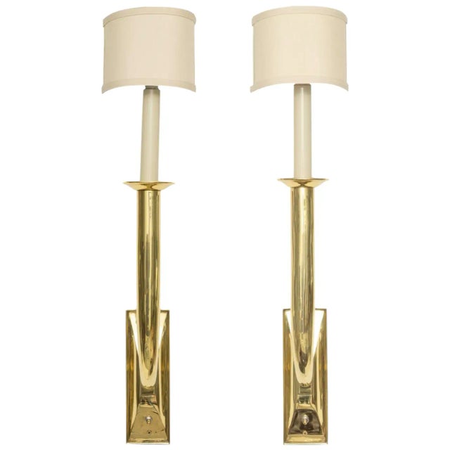 Jules Leleu Style Brass Sconces - a Pair For Sale - Image 13 of 13