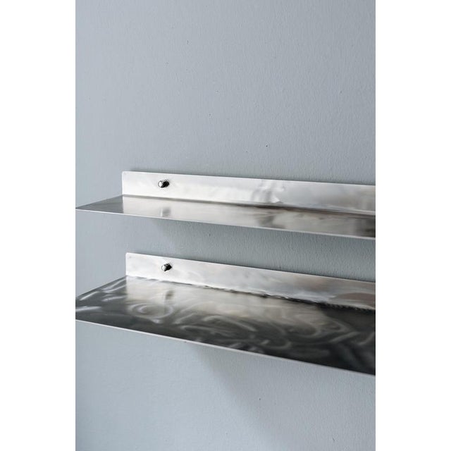 Large Wall Shelf in Brushed Stainless Steel by Form & Eisen For Sale - Image 6 of 18
