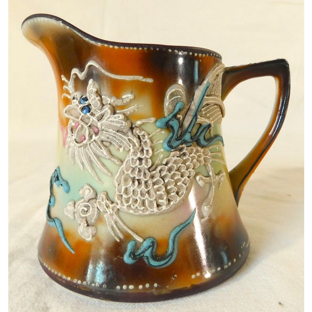 Brown Vintage Mid-Century Japanese Moriage Dragonware Tea Set For Sale - Image 8 of 14