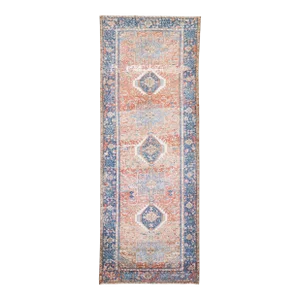 1960s Vintage Karajah Shabby Chic Handmade Medallion Rust Wool Runner