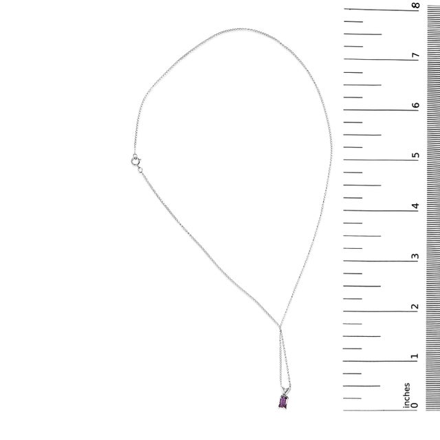 Early 21st Century 14K White Gold 6x4MM Emerald Cut Purple Amethyst Solitaire Pendant Necklace For Sale - Image 5 of 5