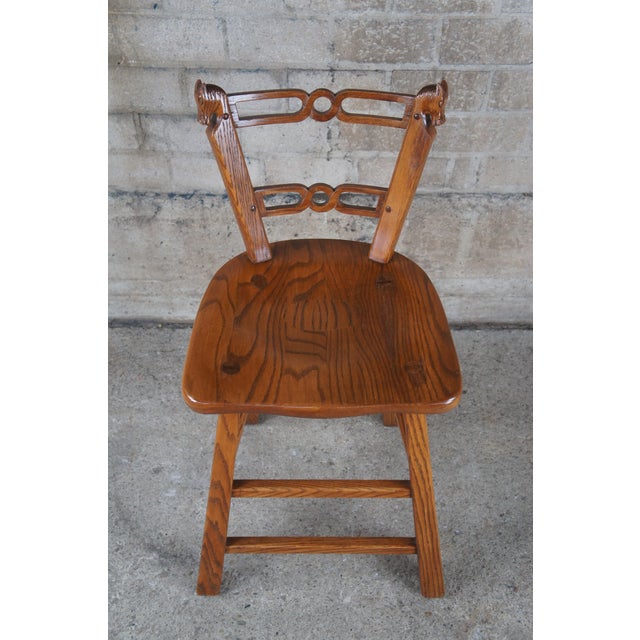4 Vintage Romweber Viking Oak Equestrian Horse Head Bar Counter Stools