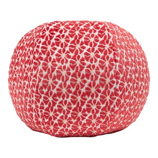 The House Of Scalamandré Petal Velvet Circle Pillow In Red For Sale