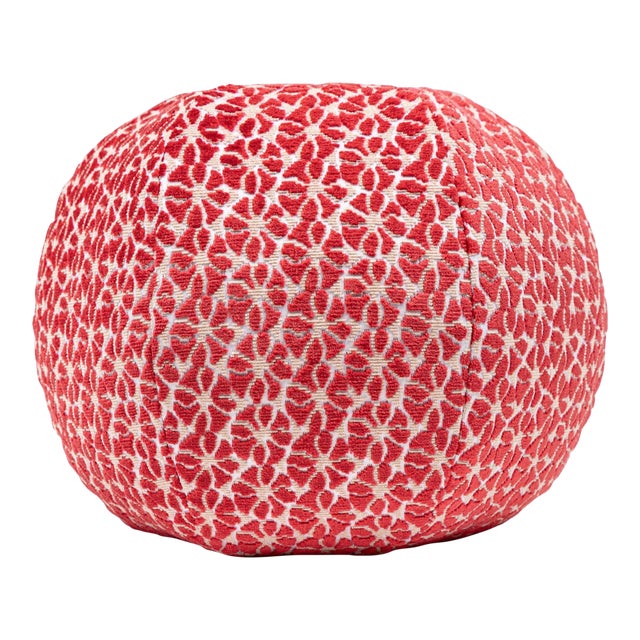 The House Of Scalamandré Petal Velvet Circle Pillow In Red For Sale