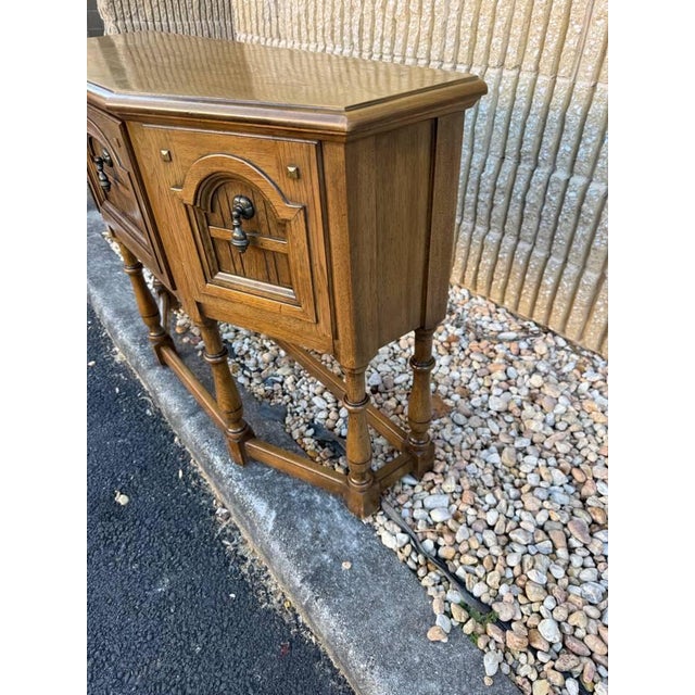 Vintage Jacobean Style Oak Sideboard Cupboard Cabinet For Sale - Image 9 of 18
