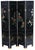 Antique Large Victorian Chinoiserie Black Lacquer Papier Mâché Dressing Screen / Room Divider – c.1900 Full of authentic...