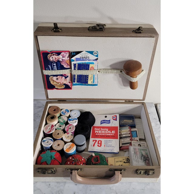 Vintage Sewing Kit With Notions For Sale - Image 9 of 18