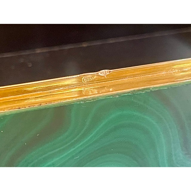 Malachite Box with Gilt Sterling Silver Hinge, 1950 For Sale - Image 9 of 10