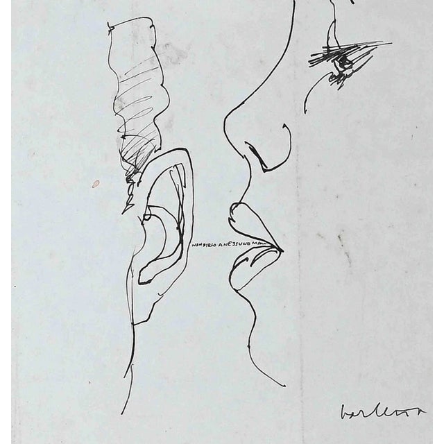 Sergio Barletta, The Secret, Original China Ink, 1970s For Sale