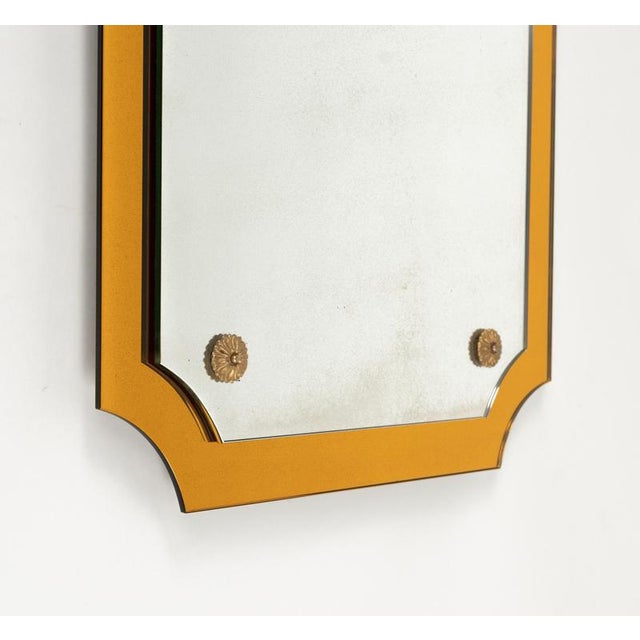 1960s Mid-Century Rectangular Wall Mirror with Yellow Frame from Veca, Italy, 1960s For Sale - Image 5 of 13