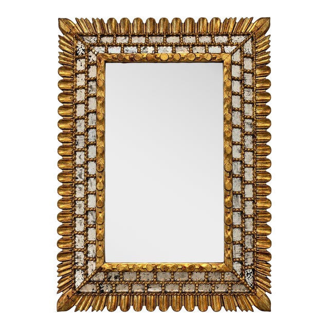 Ornate Gilt & Antiqued Mirror For Sale