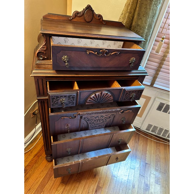 Antique Victorian 1920s Era Tall Wood Dresser | Chairish