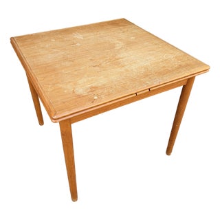 Square Teak Dining Table With 2 Leaves For Sale