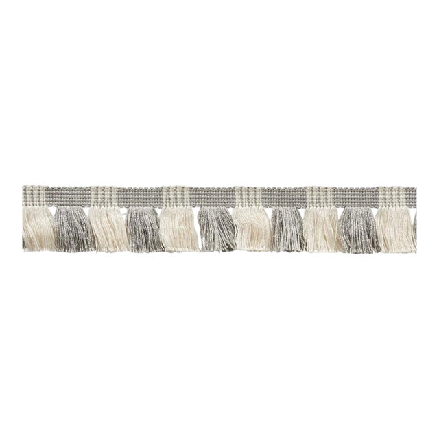 Sample - Schumacher Juno Fringe in Grey & Ivory For Sale